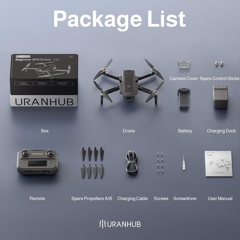 طائرة بدون طيار UranHub مع كاميرا للبالغين HD 2K طائرة بدون طيار للفيديو المباشر للمبتدئين مع التحكم بالإيماءات، التحكم الصوتي، تثبيت الارتفاع، وضع مقطوعة الرأس، بطاريتان، متوافقة مع نظارات الواقع الافتراضي in Kuwait