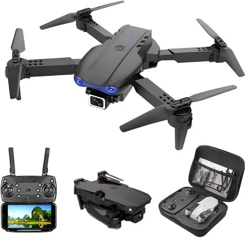 E99 Pro Foldable Drone with Dual 4K HD Cameras for Adults and Teens 14+ – FPV Live Video, Wind Resistant, 3 Speed Modes, One-Key Start, 360° Flips, 2 Batteries, Carrying Case (GREY) in Saudi Arabia