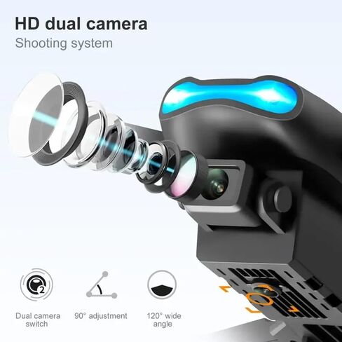 E99 Pro Foldable Drone with Dual 4K HD Cameras for Adults and Teens 14+ – FPV Live Video, Wind Resistant, 3 Speed Modes, One-Key Start, 360° Flips, 2 Batteries, Carrying Case (GREY) in Saudi Arabia