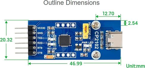 وحدة اتصال waveshare CP2102 USB-C إلى UART (TTL)، موصل USB من النوع C، متوافق مع مستوى منطقي 3.3 فولت، يدعم Linux، Android، Wince، Windows 7/8/10/11، إلخ in Saudi Arabia