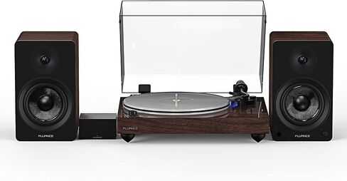 Fluance Reference RT85 قرص دوار من الفينيل عالي الدقة مع PA10 Phono Preamp ومكبرات صوت على رف الكتب مقاس 5 بوصات تعمل بالطاقة Ai41، خرطوشة Ortofon 2M الزرقاء، مضخم صوت فئة D 90 وات، بلوتوث (جوز طبيعي) in Kuwait
