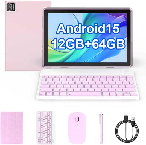 تابلت COOPERS Android 15، 10 بوصة، ذاكرة وصول عشوائي 12 جيجابايت + ذاكرة تخزين داخلية 64 جيجابايت بحد أقصى 1 تيرابايت، معالج رباعي النواة 1.8 جيجا هرتز، 5G WiFi6، كاميرا مزدوجة بطارية 6000 مللي أمبير في الساعة، 2 في 1 أجهزة لوحية مع قلم لوحة مفاتيح وماوس، in Kuwait
