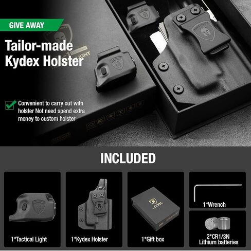 WARRIORLAND IWB Kydex Holster with 150 Lumens Min Gun Light Combo, Springfield Micro Compact Hellcat Pistol, 150 Lumens Hellcat Handgun Light, LED Tactical Flashlight SL-1 w/Hellcat Holster in Kuwait