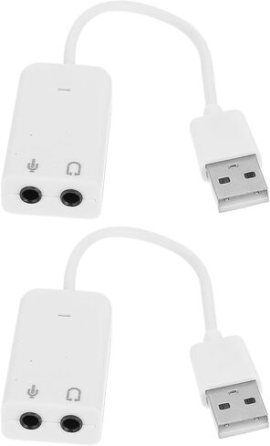 NOLITOY 2 قطعة USB محول بطاقة الصوت الخارجية مع مدخل الميكروفون ومخرج سماعة الرأس للحد من الضوضاء التوصيل والتشغيل جهاز الصوت لأجهزة الكمبيوتر المحمول وأجهزة الكمبيوتر المكتبية in Kuwait