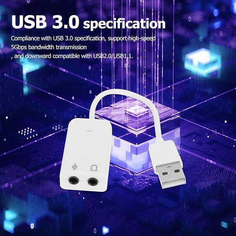 NOLITOY 2 قطعة USB محول بطاقة الصوت الخارجية مع مدخل الميكروفون ومخرج سماعة الرأس للحد من الضوضاء التوصيل والتشغيل جهاز الصوت لأجهزة الكمبيوتر المحمول وأجهزة الكمبيوتر المكتبية in Kuwait