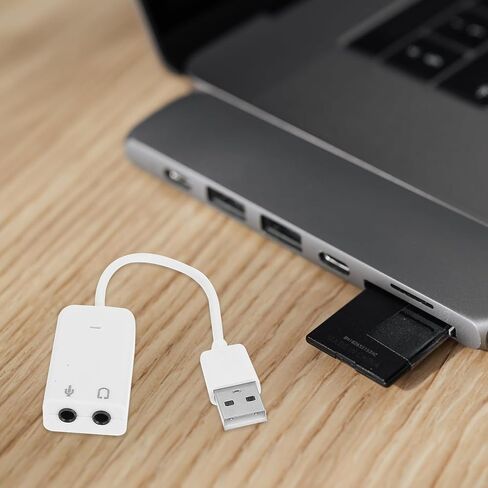 NOLITOY 2 قطعة USB محول بطاقة الصوت الخارجية مع مدخل الميكروفون ومخرج سماعة الرأس للحد من الضوضاء التوصيل والتشغيل جهاز الصوت لأجهزة الكمبيوتر المحمول وأجهزة الكمبيوتر المكتبية in Kuwait