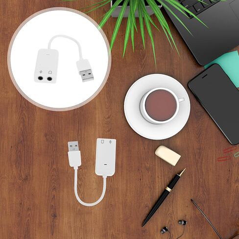 NOLITOY 2 قطعة USB محول بطاقة الصوت الخارجية مع مدخل الميكروفون ومخرج سماعة الرأس للحد من الضوضاء التوصيل والتشغيل جهاز الصوت لأجهزة الكمبيوتر المحمول وأجهزة الكمبيوتر المكتبية in Kuwait