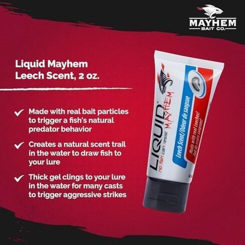 جل جذب الأسماك Liquid Mayhem Leech 60 مل / 2 أونصة · 60 استخدامًا – طعم العلقة الحقيقي والأمينات | جل طويل الأمد معزز بالأشعة فوق البنفسجية - جميع أنواع الطعم in Kuwait
