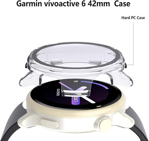 [2 Pack] for Garmin vívoactive 6 Case with Tempered Glass Screen Protector,[Anti-Drop] [Anti-Scratch] Slim Thin Hard PC Full-Body Protective Case,Shockproof & Non-Slip Watch Cover in Saudi Arabia
