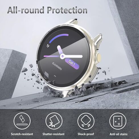 [2 Pack] for Garmin vívoactive 6 Case with Tempered Glass Screen Protector,[Anti-Drop] [Anti-Scratch] Slim Thin Hard PC Full-Body Protective Case,Shockproof & Non-Slip Watch Cover in Saudi Arabia