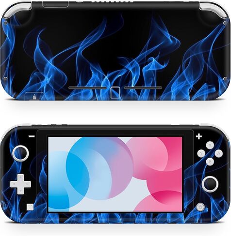 ملحقات ZOOMHITSKINS Switch Lite، متوافقة مع Switch Lite Skin، لهب نار أزرق نابض بالحياة، لامع أسود داكن جحيم، فينيل 3M، متين ومناسب، سهل التركيب، صنع في الولايات المتحدة الأمريكية in Saudi Arabia