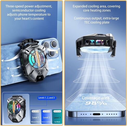 Cell Phone Cooler For Gaming, Cellphone Radiator With Dual Semi-Conductor Cooling Chip, Phone Cooling Fan For Various Mobile Phone Models/Tablet in Saudi Arabia