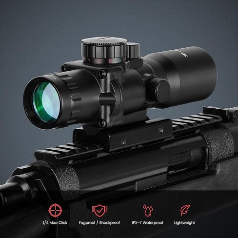 Hantoptik 4X32 Prism Scope Red & Green &Blue Illuminated Etched Reticle 4X Magnification Prism Sight Scope 20mm with Picatinny Rail Mount in Kuwait