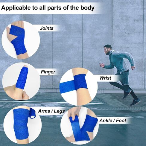 16 عبوة ضمادة لاصقة من اللصق ، 2 "× 5 ياردة ، غلاف ضمادة متماسكة أسود مرن للرياضة ، الإسعافات الأولية الطبية ، الالتواءات الكاحل ، تورم ولف الطبيب البيطري ، شريط قبضة in Kuwait