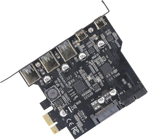 SUNGOOYUE PCIe USB 3.2 Expansion Card High Speed 5Gbps 5 Port PCIe Card for Desktop PC Black Color in Saudi Arabia