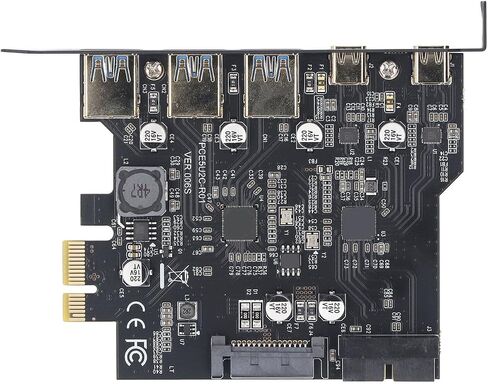 SUNGOOYUE PCIe USB 3.2 Expansion Card High Speed 5Gbps 5 Port PCIe Card for Desktop PC Black Color in Saudi Arabia
