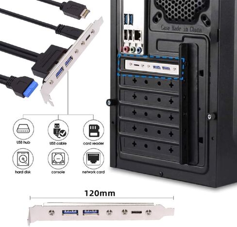 xiwai 10Gbps Motherboard 19/20Pin USB3.0 & Type-E to USB-C Type-C & USB 3.0 Dual Ports Female PCI-E Back Panel 5Gbps Cable 50cm in Saudi Arabia