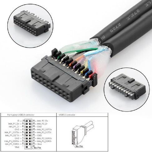 xiwai 10Gbps Motherboard 19/20Pin USB3.0 & Type-E to USB-C Type-C & USB 3.0 Dual Ports Female PCI-E Back Panel 5Gbps Cable 50cm in Saudi Arabia