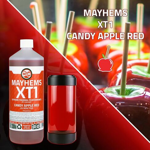 Mayhems - مبرد الكمبيوتر الشخصي XT1 المختلط مسبقًا - سائل تبريد مياه الكمبيوتر - تبريد سائل، سلسلة الأداء الحراري، فلورسنت الأشعة فوق البنفسجية، 5 لتر، كاندي أبل ريد in Kuwait