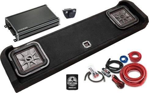 KICKER Subwoofer and Amp Package of 4 Items - 10" L7 Custom Fit Down-Firing 2000 Watt Enclosure for Ford F-150/250, Class D Monoblock Amplifier, a Bass Remote, and Complete 4AWG Wiring Kit in Saudi Arabia