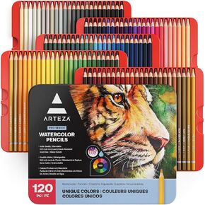 Arteza Watercolor Pencils, 72 Colored Drawing Pencils for Artists, Water Color Pencils in Tin Box, Art Supplies for Coloring, Blending and Layering in Saudi Arabia