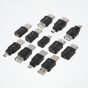 مجموعة محول USB، 12 قطعة محول USB OTG متعدد USB/Type C/Micro/Mini ذكر إلى أنثى موصل محول للكمبيوتر والكمبيوتر اللوحي والكمبيوتر الشخصي والهاتف المحمول in Kuwait