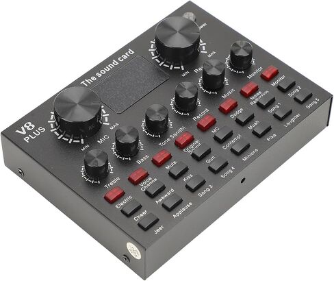 Dpofirs Sound Card with Built-in Microphone, Portable Clear Recording for Streaming in, Karaoke, KTV Sound Effects Card in Saudi Arabia