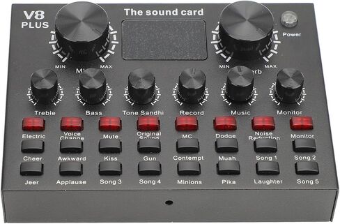 Dpofirs Sound Card with Built-in Microphone, Portable Clear Recording for Streaming in, Karaoke, KTV Sound Effects Card in Saudi Arabia