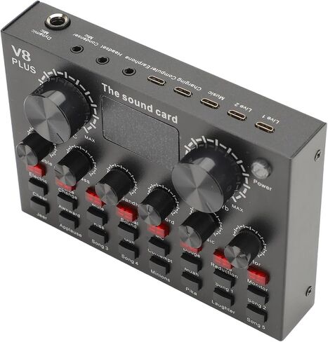 Dpofirs Sound Card with Built-in Microphone, Portable Clear Recording for Streaming in, Karaoke, KTV Sound Effects Card in Saudi Arabia