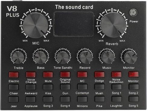 Dpofirs Sound Card with Built-in Microphone, Portable Clear Recording for Streaming in, Karaoke, KTV Sound Effects Card in Saudi Arabia