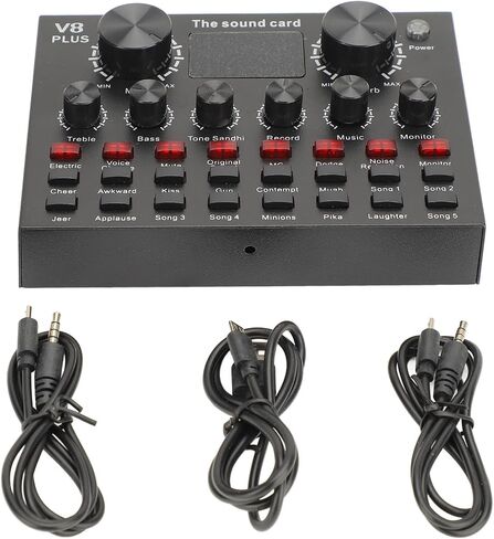 Dpofirs Sound Card with Built-in Microphone, Portable Clear Recording for Streaming in, Karaoke, KTV Sound Effects Card in Saudi Arabia