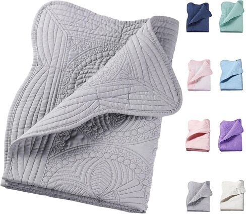 PEACELOVER Embossed Neutral Baby Quilt Durable, Lightweight Baby Blankets Four Seasons for Personlized Monogram Cotton Quilted Blanket Toddler Quilt for Boys and Girls 46x36 Inches (White) in Saudi Arabia