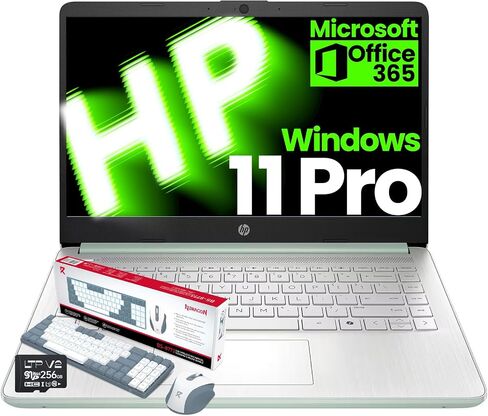 كمبيوتر محمول HP 2025 مقاس 14 بوصة خفيف للغاية للطلاب، ذاكرة وصول عشوائي 16 جيجابايت، Intel N150(Beats N4120)، سعة تخزين 384 جيجابايت (128 جيجابايت UFS+256 جيجابايت MSD)، سنة واحدة Microsoft 365، Wins 11 Pro، مفتاح Copilot، مجموعة أدوات كيلوبايت حاصلة على in Kuwait