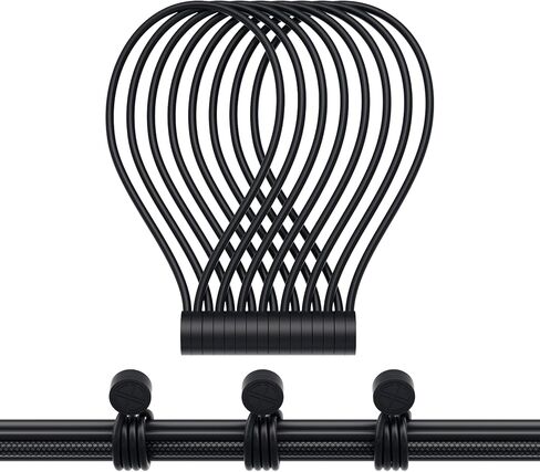 Magnetic Twist Ties, Reusable Silicone Cable Ties with Strong Magnet for Bundling and Organizing,Cord Wrap Clip Straps for Home or Office (Black-8 Packs) in Saudi Arabia