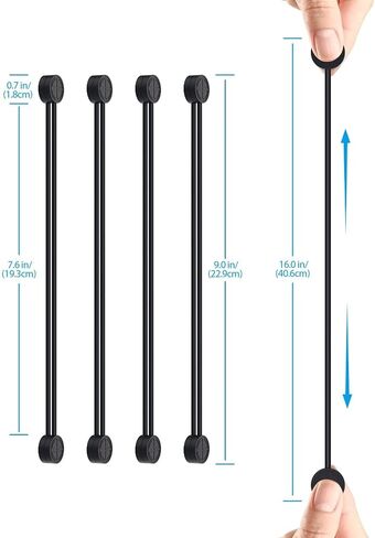 Magnetic Twist Ties, Reusable Silicone Cable Ties with Strong Magnet for Bundling and Organizing,Cord Wrap Clip Straps for Home or Office (Black-8 Packs) in Saudi Arabia