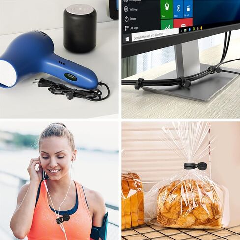 Magnetic Twist Ties, Reusable Silicone Cable Ties with Strong Magnet for Bundling and Organizing,Cord Wrap Clip Straps for Home or Office (Black-8 Packs) in Saudi Arabia