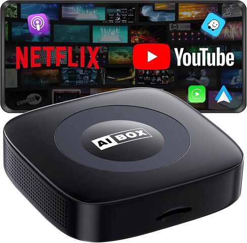 صندوق Ai Magic Box لبث Netflix/YouTube/TikTok، دونجل محول CarPlay اللاسلكي مع محرك USB لتشغيل السيارة السلكية OEM ونظام ملاحة GPS للسيارات بنظام Android in Kuwait