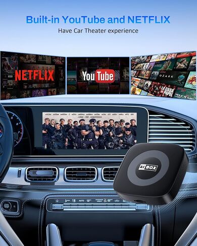 صندوق Ai Magic Box لبث Netflix/YouTube/TikTok، دونجل محول CarPlay اللاسلكي مع محرك USB لتشغيل السيارة السلكية OEM ونظام ملاحة GPS للسيارات بنظام Android in Kuwait