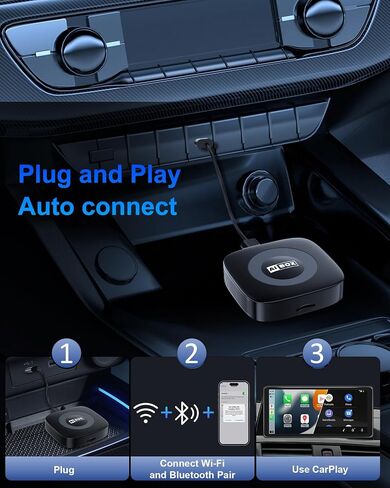 صندوق Ai Magic Box لبث Netflix/YouTube/TikTok، دونجل محول CarPlay اللاسلكي مع محرك USB لتشغيل السيارة السلكية OEM ونظام ملاحة GPS للسيارات بنظام Android in Kuwait