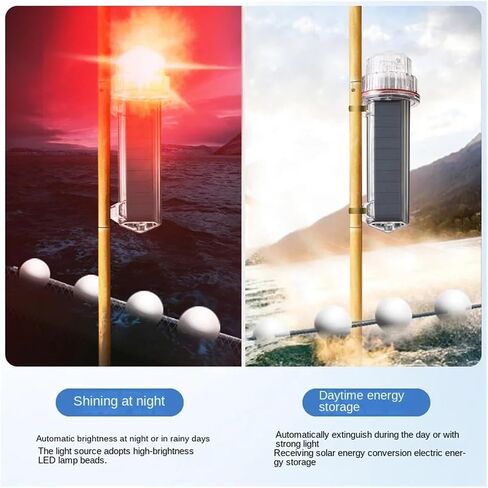 Solar Beacon Lamp Waterproof Fishing Buoy Signal Lamp Fishing Net Flashing Torpedo Warning Lamp Marine Tricolor Lamp(C) in Saudi Arabia