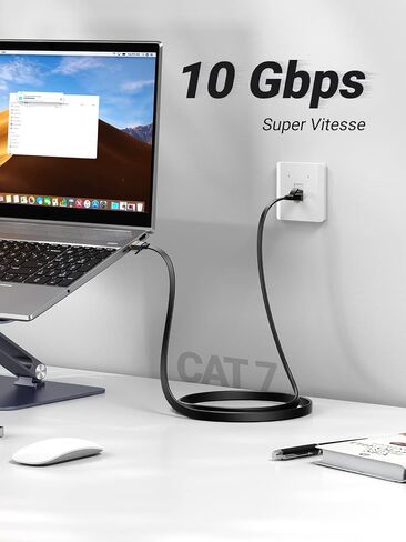 كابل إيثرنت UGREEN Cat 7 Cat7 عالي السرعة مسطح جيجابت RJ45 LAN مع محول USB C إلى إيثرنت 2.5 جيجا متوافق مع MacBook Air/Pro، XPS، iPhone 15/Plus/Pro/Max in Kuwait