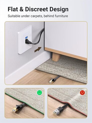 كابل إيثرنت UGREEN Cat 7 Cat7 عالي السرعة مسطح جيجابت RJ45 LAN مع محول USB C إلى إيثرنت 2.5 جيجا متوافق مع MacBook Air/Pro، XPS، iPhone 15/Plus/Pro/Max in Kuwait