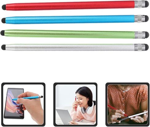4pcs Double-Sided Capacitive Touch Screen Pen with Rubber Tips Lightweight Magnesium Aluminum Alloy Stylus for Tablets and Phones Smooth Precise Writing and Drawing Multi-Color in Saudi Arabia
