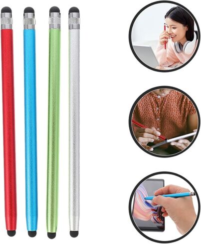 4pcs Double-Sided Capacitive Touch Screen Pen with Rubber Tips Lightweight Magnesium Aluminum Alloy Stylus for Tablets and Phones Smooth Precise Writing and Drawing Multi-Color in Saudi Arabia