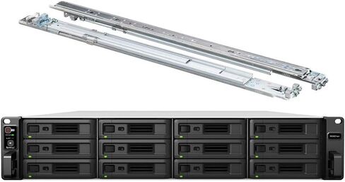 Synology RackStation RS3621xs+ NAS Server مع وحدة المعالجة المركزية Xeon 2.1 جيجا هرتز، وذاكرة 64 جيجا بايت، وتخزين SSD 96 تيرابايت، ومنفذين LAN بسرعة 10 جيجابت، وحزمة نظام تشغيل DSM مع مجموعة السكك الحديدية in Saudi Arabia