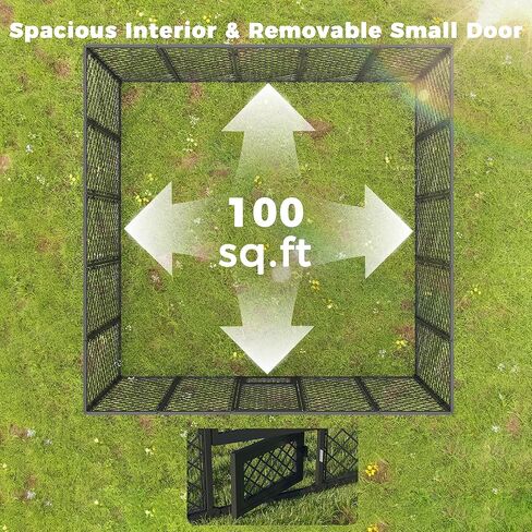 بيت كلب كبير خارجي مقاس 10 × 10 × 6.4 قدم مع سقف، سياج معدني شديد التحمل مضاد للصدأ للكلاب مقاوم لجميع الأحوال الجوية، أقفال مزدوجة آمنة للكلاب الكبيرة في الخارج in Kuwait