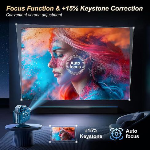 Smart support for 4K projectors,Comes with a mini stand ,Mini Projector with Stereo Speaker,1080P Full HD Portable Projector, Compatible with TV Stick Smartphone/ pc/USB (No Apps) in Saudi Arabia