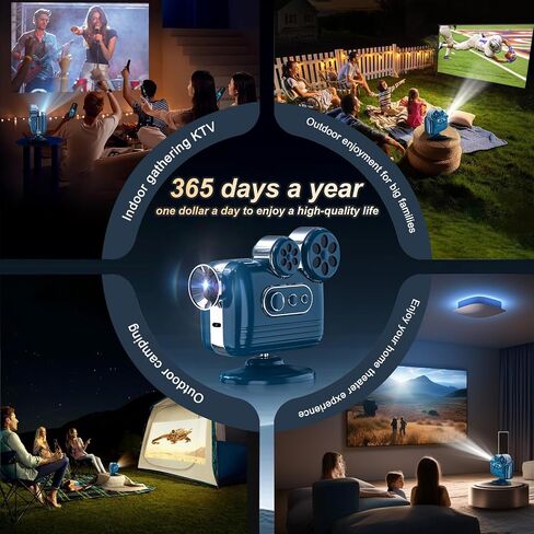 Smart support for 4K projectors,Comes with a mini stand ,Mini Projector with Stereo Speaker,1080P Full HD Portable Projector, Compatible with TV Stick Smartphone/ pc/USB (No Apps) in Saudi Arabia