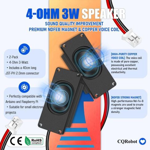 Speaker 3 Watt 4 Ohm Compatible with Arduino Motherboard, JST-PH2.0 Interface. It is Ideal for a Variety of Small Electronic Projects. in Saudi Arabia