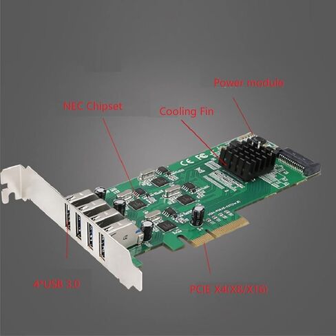 محول USB PCIE 4 منافذ USB 3.0 إلى بطاقة المحول USB3.0 15-PIN لوحة توسيع محول المنفذ للكمبيوتر الشخصي in Kuwait